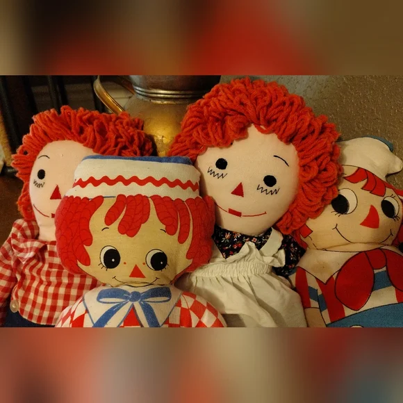 Vtg Large Raggedy Anne & Andy Dolls Lot Of 4 - Picture 3 of 14
